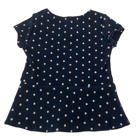 Crewcuts Girls Peplum Top Navy White Polka Dot Short Sleeve Size 4 - Picture 3 of 4